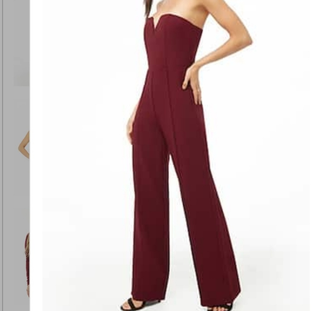 Pintucked Wide-Leg Jumpsuit in Burgundy